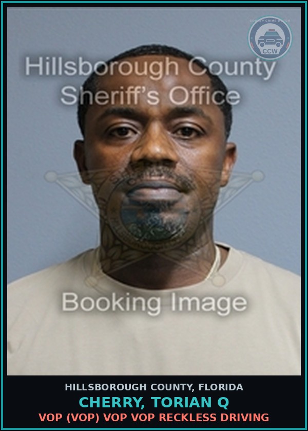 Booking mugshot of CHERRY, TORIAN Q in Hillsborough County