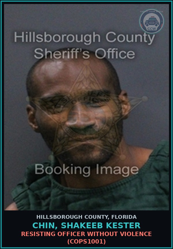 Booking mugshot of CHIN, SHAKEEB KESTER in Hillsborough County