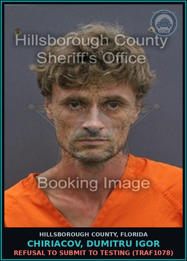 Booking mugshot of CHIRIACOV, DUMITRU IGOR in Hillsborough County