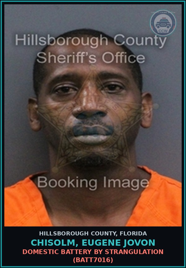 Booking mugshot of CHISOLM, EUGENE JOVON in Hillsborough County