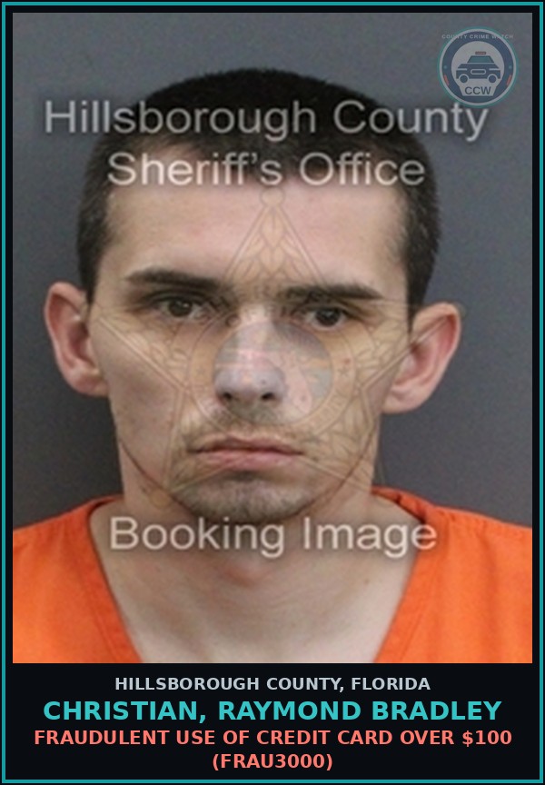Booking mugshot of CHRISTIAN, RAYMOND BRADLEY in Hillsborough County