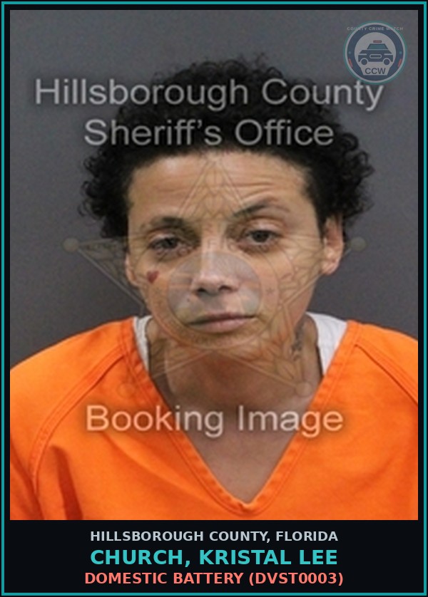 Booking mugshot of CHURCH, KRISTAL LEE in Hillsborough County