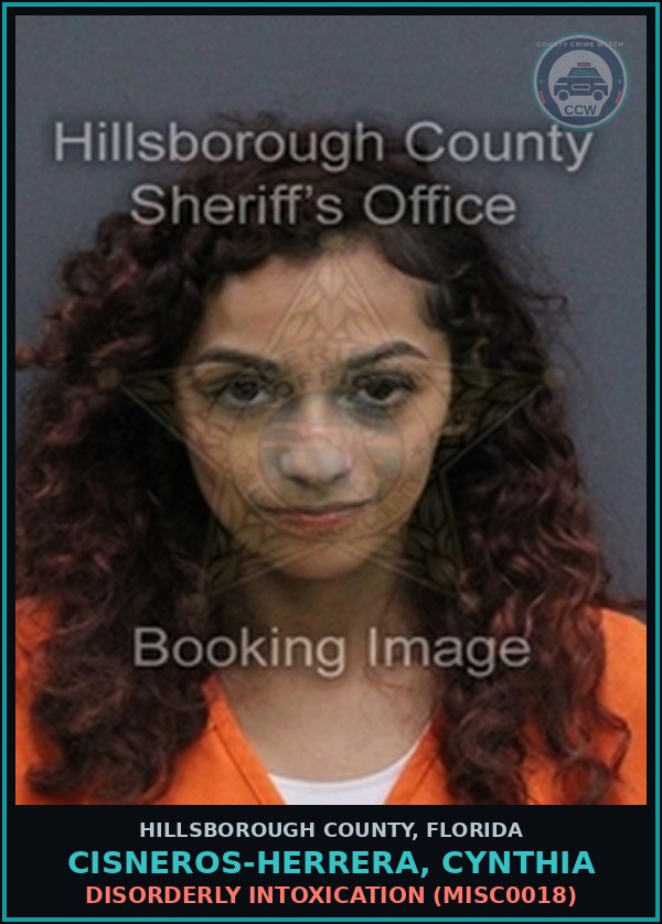Booking mugshot of CISNEROS-HERRERA, CYNTHIA in Hillsborough County