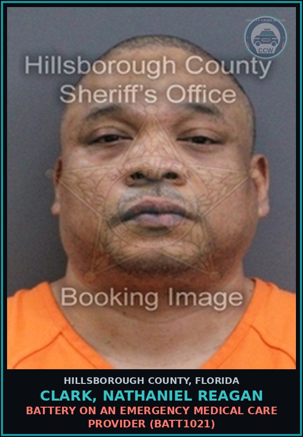 Booking mugshot of CLARK, NATHANIEL REAGAN in Hillsborough County