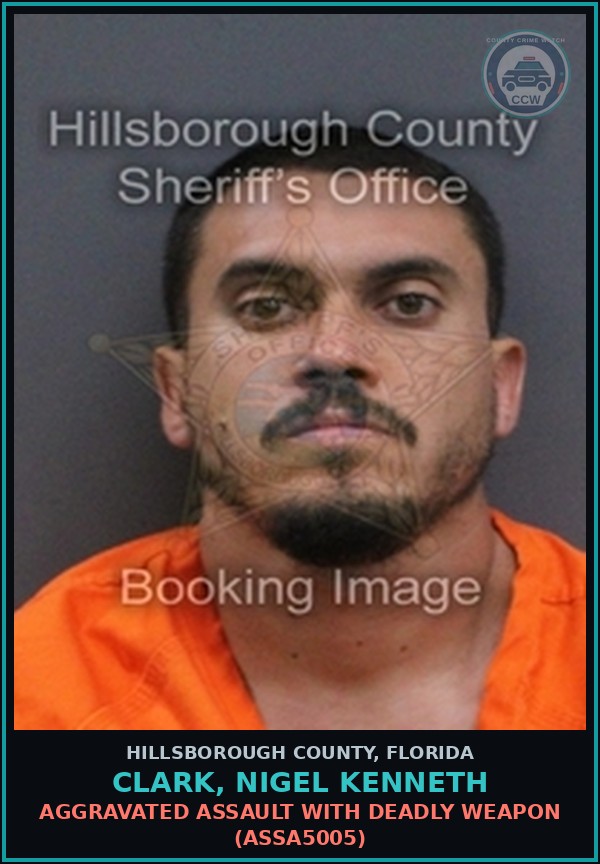 Booking mugshot of CLARK, NIGEL KENNETH in Hillsborough County