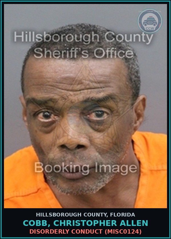 Booking mugshot of COBB, CHRISTOPHER ALLEN in Hillsborough County