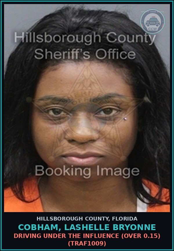 Booking mugshot of COBHAM, LASHELLE BRYONNE in Hillsborough County