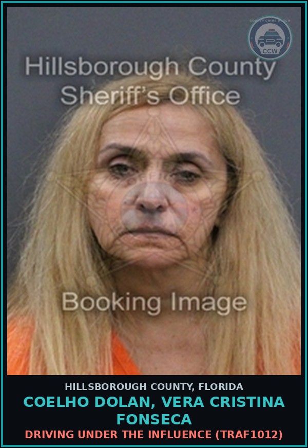 Booking mugshot of COELHO DOLAN, VERA CRISTINA FONSECA in Hillsborough County