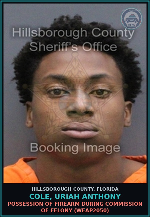 Booking mugshot of COLE, URIAH ANTHONY in Hillsborough County