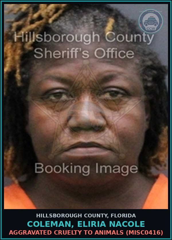 Booking mugshot of COLEMAN, ELIRIA NACOLE in Hillsborough County
