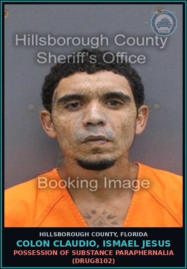 Booking mugshot of COLON CLAUDIO, ISMAEL JESUS in Hillsborough County