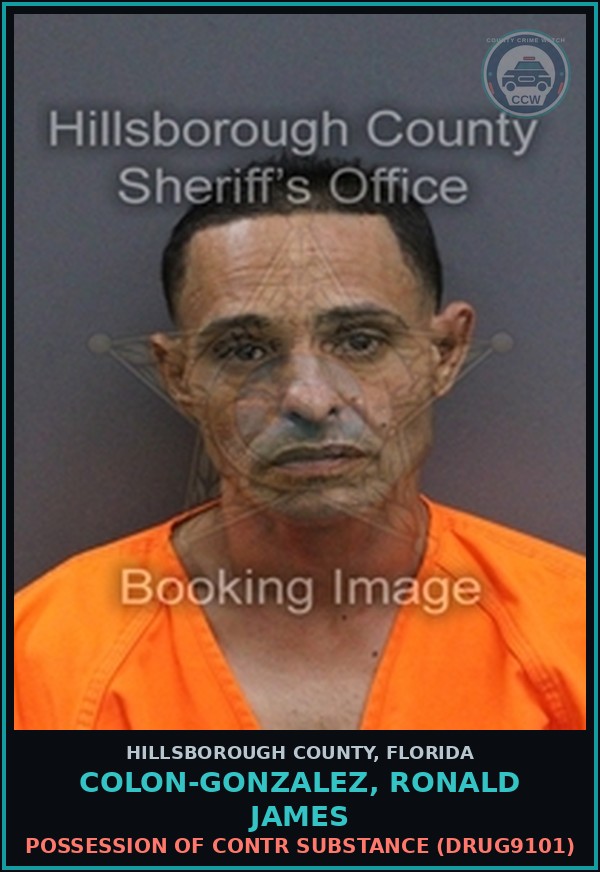 Booking mugshot of COLON-GONZALEZ, RONALD JAMES in Hillsborough County