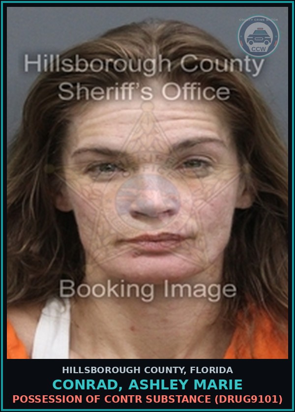 Booking mugshot of CONRAD, ASHLEY MARIE in Hillsborough County