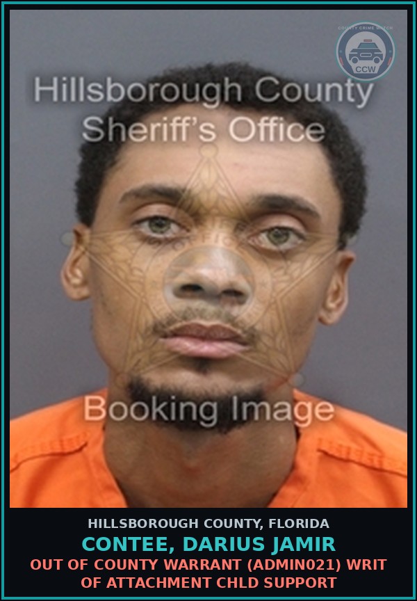Booking mugshot of CONTEE, DARIUS JAMIR in Hillsborough County