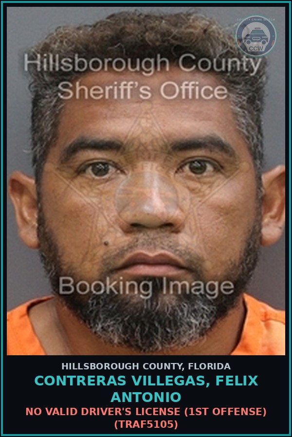 Booking mugshot of CONTRERAS VILLEGAS, FELIX ANTONIO in Hillsborough County
