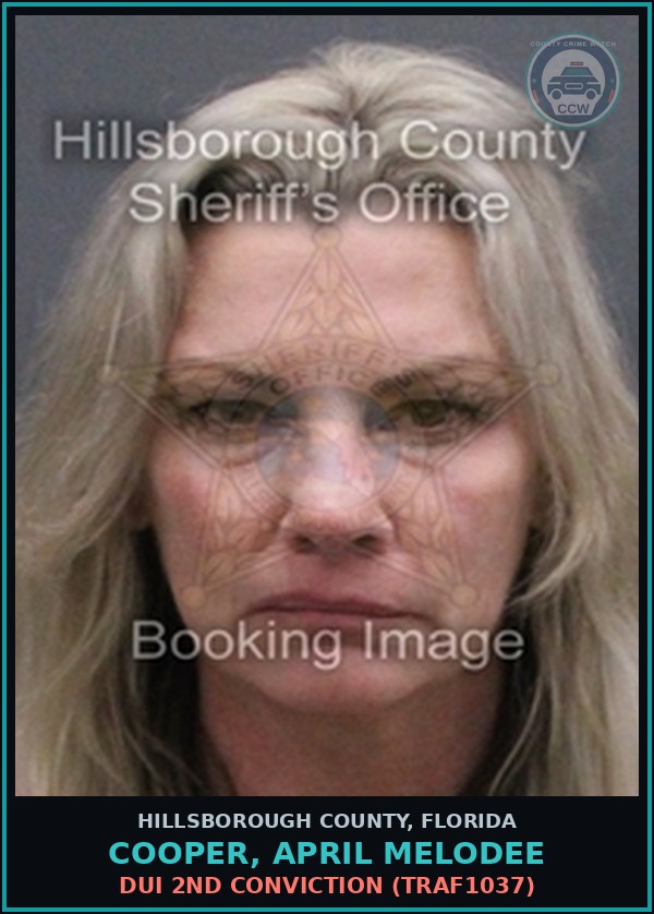 Booking mugshot of COOPER, APRIL MELODEE in Hillsborough County