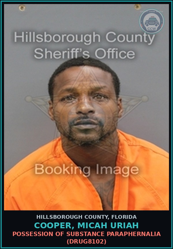 Booking mugshot of COOPER, MICAH URIAH in Hillsborough County