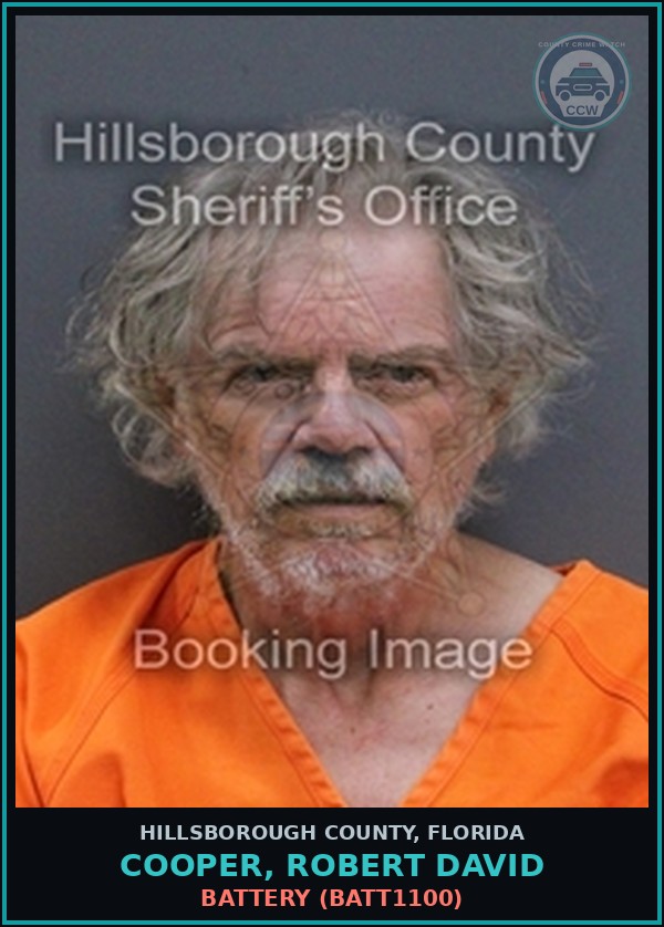 Booking mugshot of COOPER, ROBERT DAVID in Hillsborough County