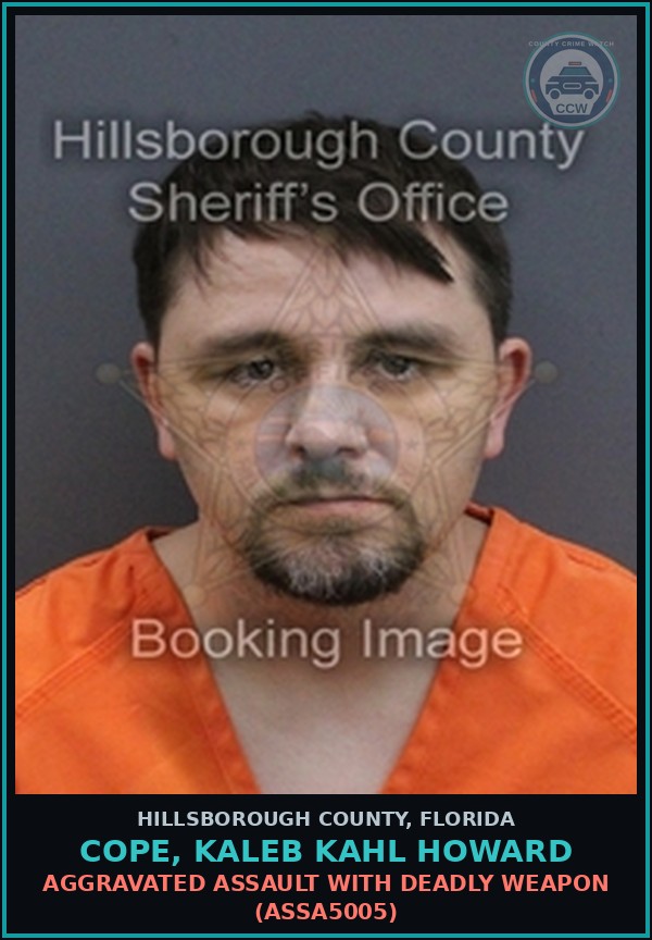 Booking mugshot of COPE, KALEB KAHL HOWARD in Hillsborough County