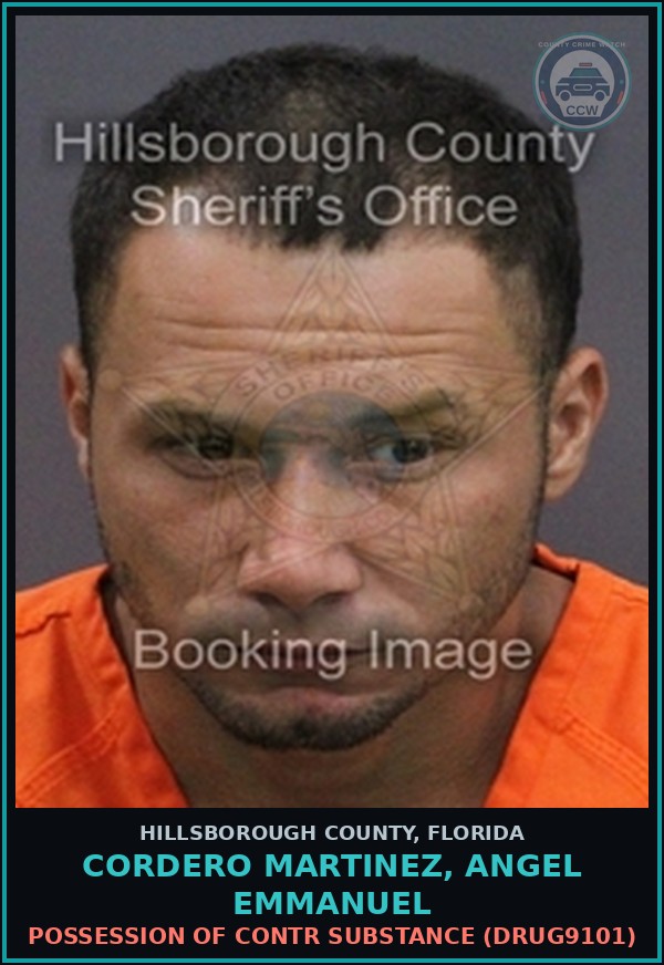 Booking mugshot of CORDERO MARTINEZ, ANGEL EMMANUEL in Hillsborough County