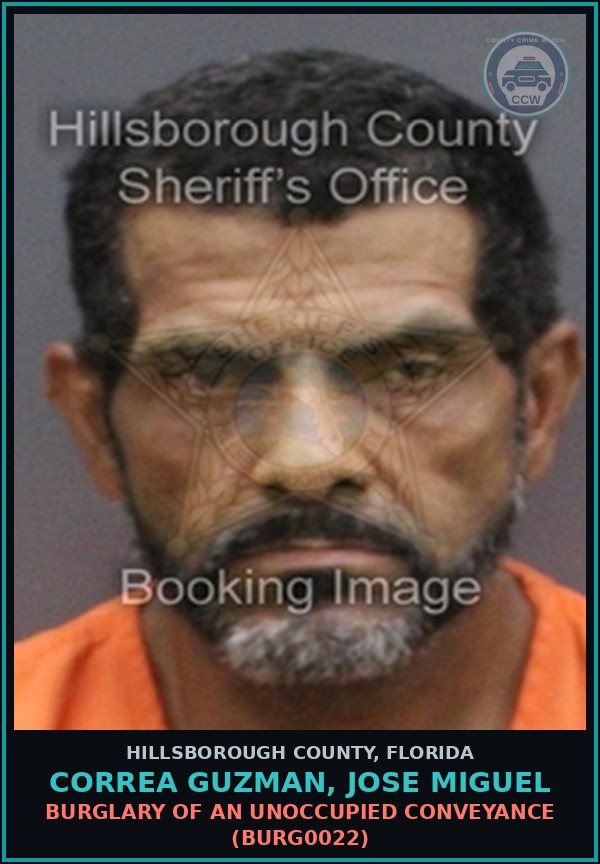 Booking mugshot of CORREA GUZMAN, JOSE MIGUEL in Hillsborough County