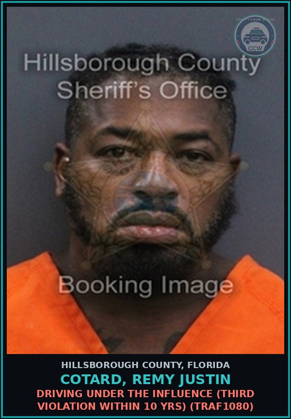 Booking mugshot of COTARD, REMY JUSTIN in Hillsborough County