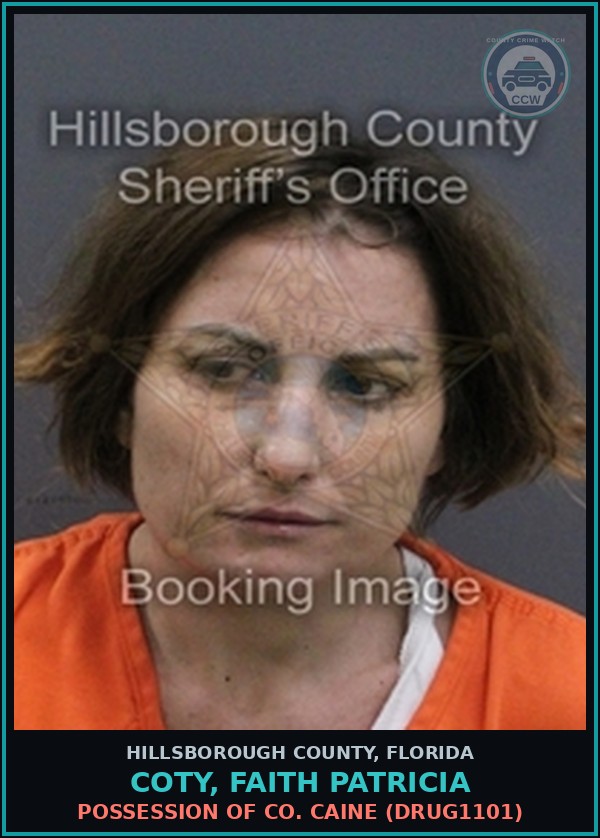 Booking mugshot of COTY, FAITH PATRICIA in Hillsborough County