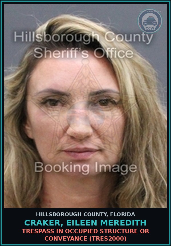 Booking mugshot of CRAKER, EILEEN MEREDITH in Hillsborough County