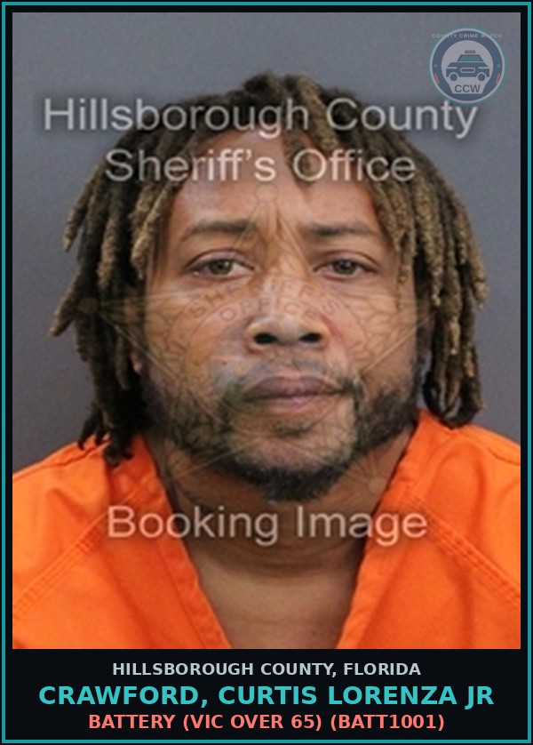 Booking mugshot of CRAWFORD, CURTIS LORENZA JR in Hillsborough County