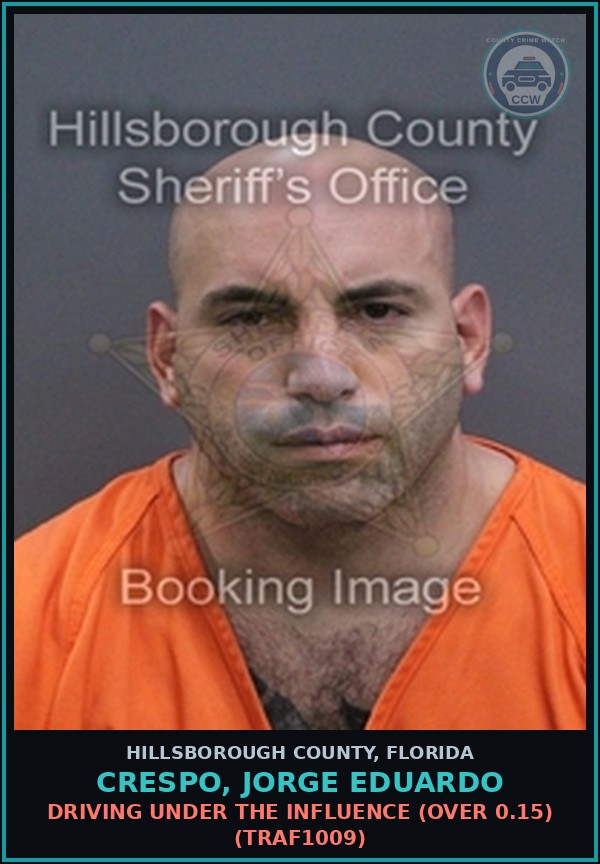 Booking mugshot of CRESPO, JORGE EDUARDO in Hillsborough County