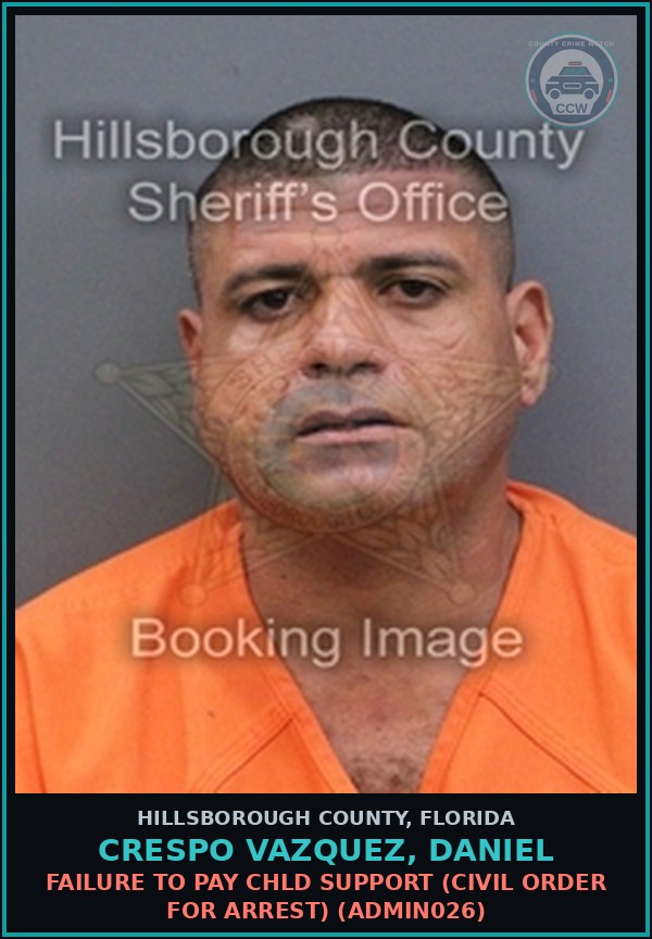 Booking mugshot of CRESPO VAZQUEZ, DANIEL in Hillsborough County