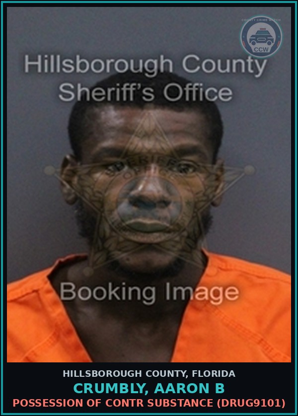 Booking mugshot of CRUMBLY, AARON B in Hillsborough County