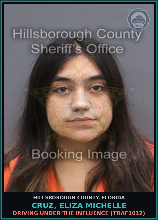 Booking mugshot of CRUZ, ELIZA MICHELLE in Hillsborough County