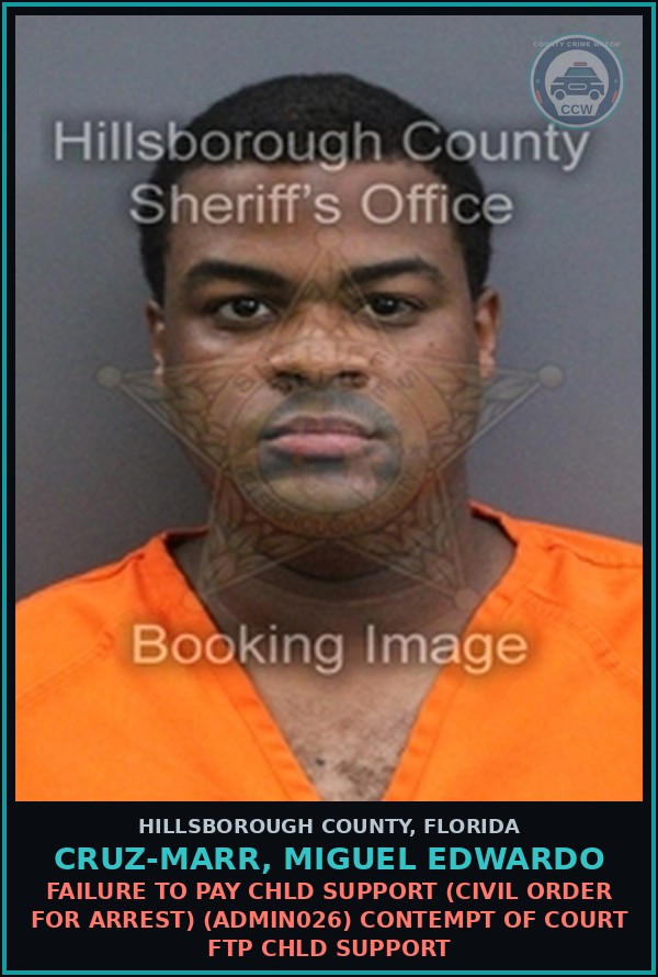 Booking mugshot of CRUZ-MARR, MIGUEL EDWARDO in Hillsborough County