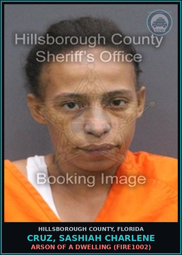 Booking mugshot of CRUZ, SASHIAH CHARLENE in Hillsborough County