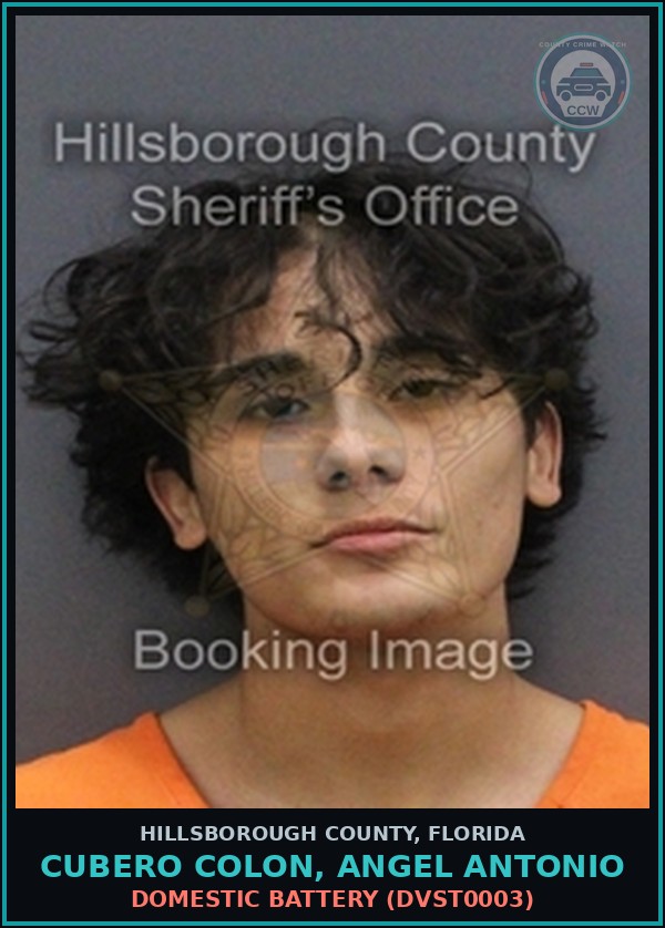 Booking mugshot of CUBERO COLON, ANGEL ANTONIO in Hillsborough County