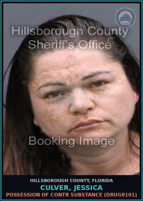 Booking mugshot of CULVER, JESSICA in Hillsborough County