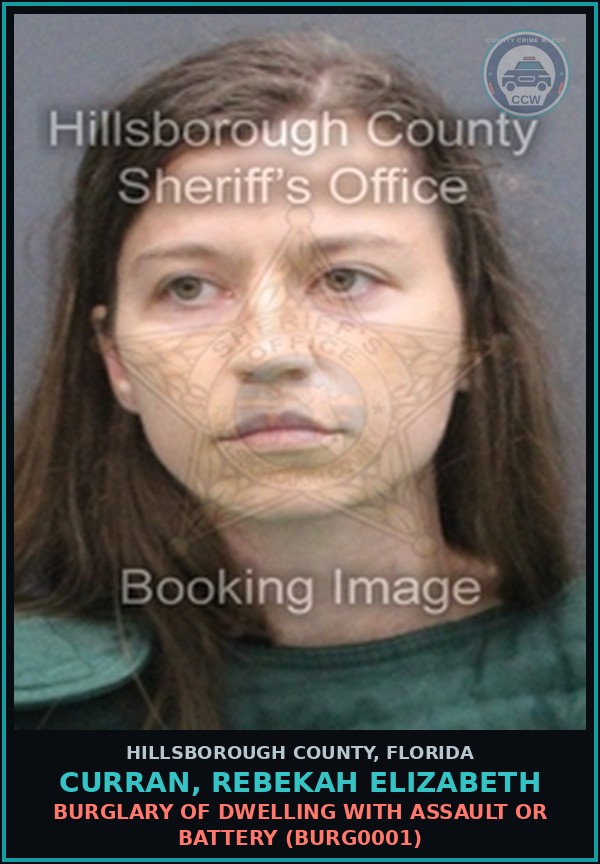 Booking mugshot of CURRAN, REBEKAH ELIZABETH in Hillsborough County