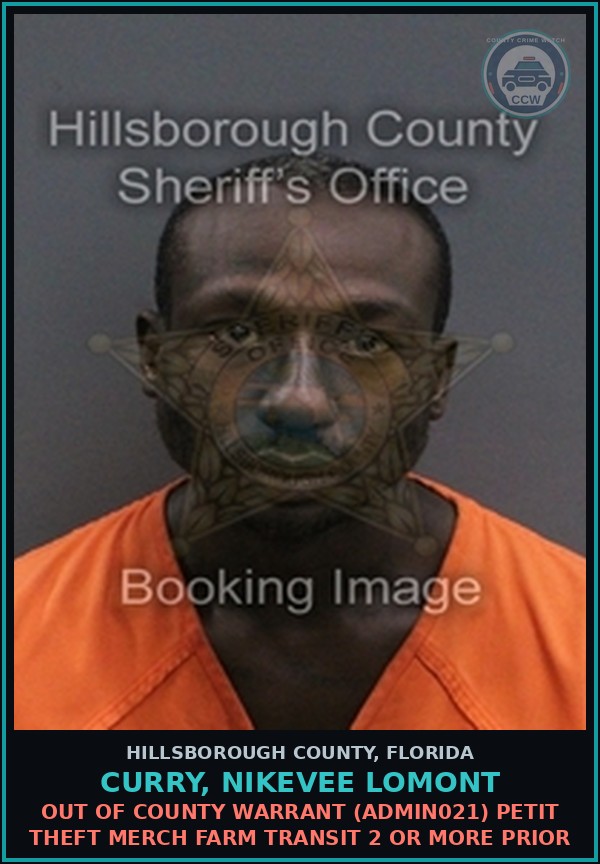 Booking mugshot of CURRY, NIKEVEE LOMONT in Hillsborough County