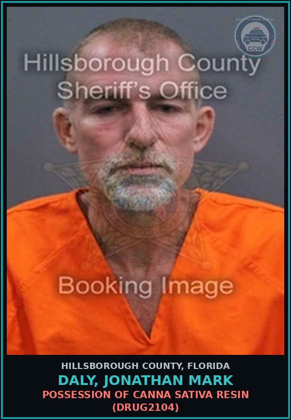 Booking mugshot of DALY, JONATHAN MARK in Hillsborough County