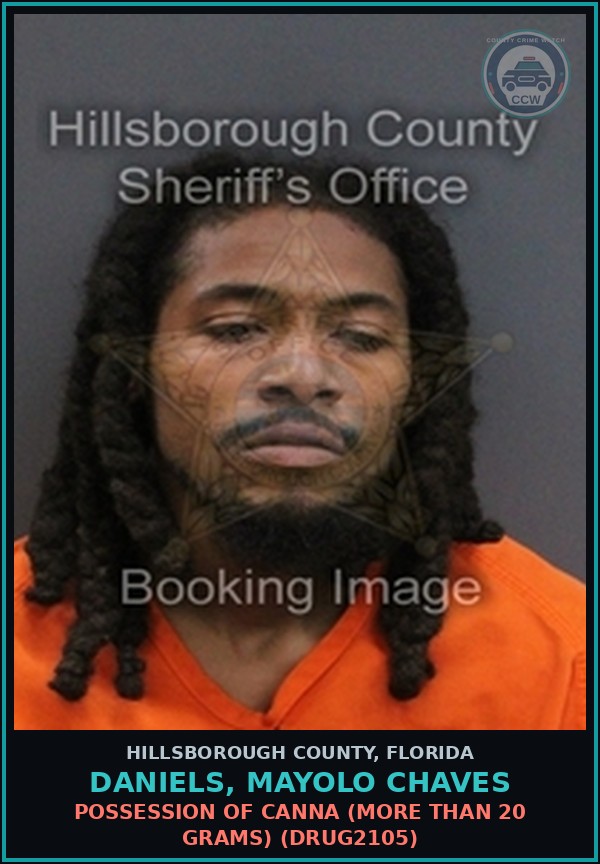 Booking mugshot of DANIELS, MAYOLO CHAVES in Hillsborough County