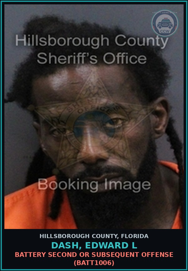 Booking mugshot of DASH, EDWARD L in Hillsborough County