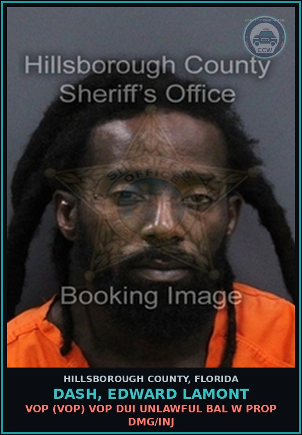 Booking mugshot of DASH, EDWARD LAMONT in Hillsborough County