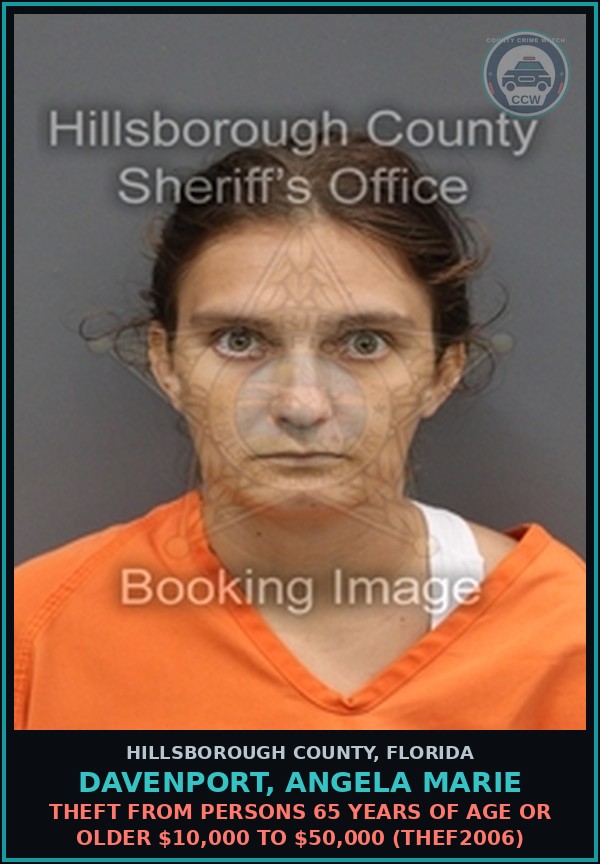 Booking mugshot of DAVENPORT, ANGELA MARIE in Hillsborough County