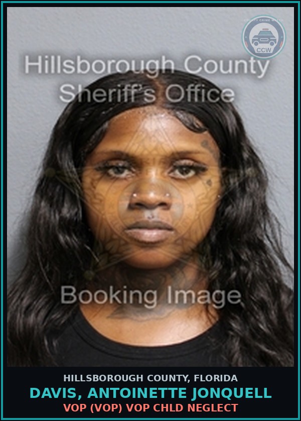 Booking mugshot of DAVIS, ANTOINETTE JONQUELL in Hillsborough County