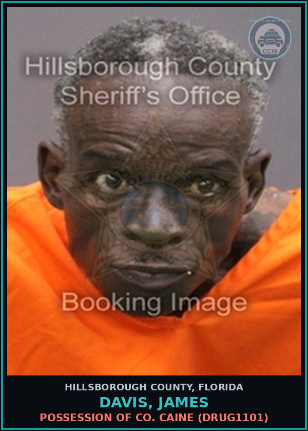 Booking mugshot of DAVIS, JAMES in Hillsborough County