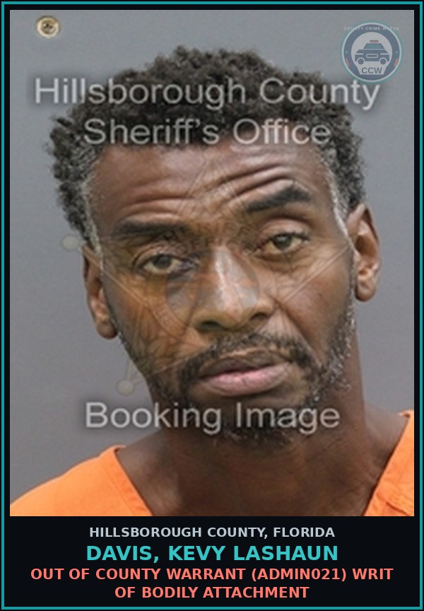 Booking mugshot of DAVIS, KEVY LASHAUN in Hillsborough County