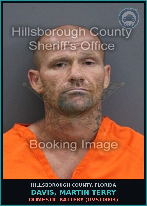 Booking mugshot of DAVIS, MARTIN TERRY in Hillsborough County