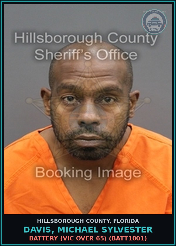 Booking mugshot of DAVIS, MICHAEL SYLVESTER in Hillsborough County