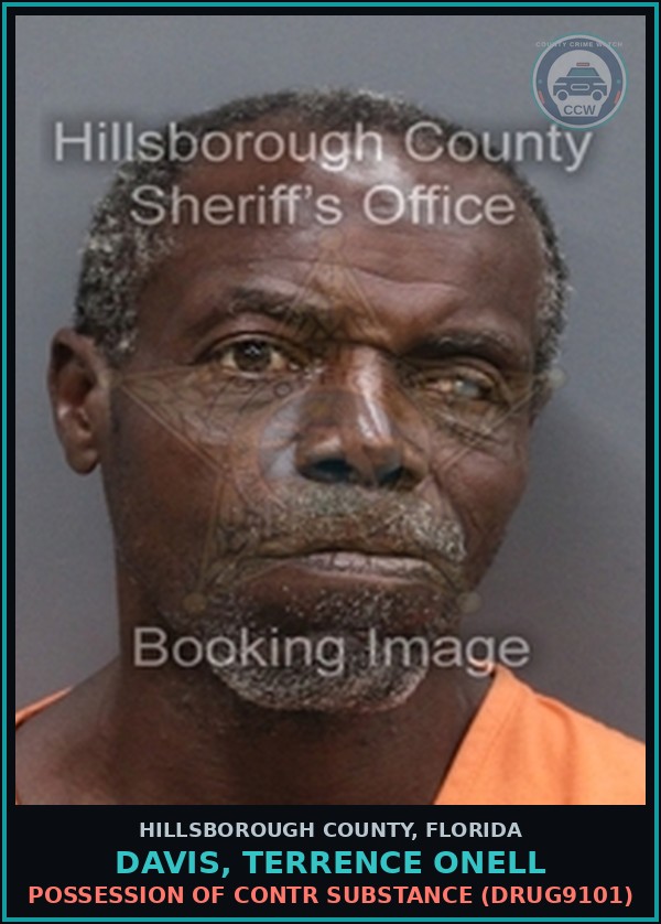 Booking mugshot of DAVIS, TERRENCE ONELL in Hillsborough County